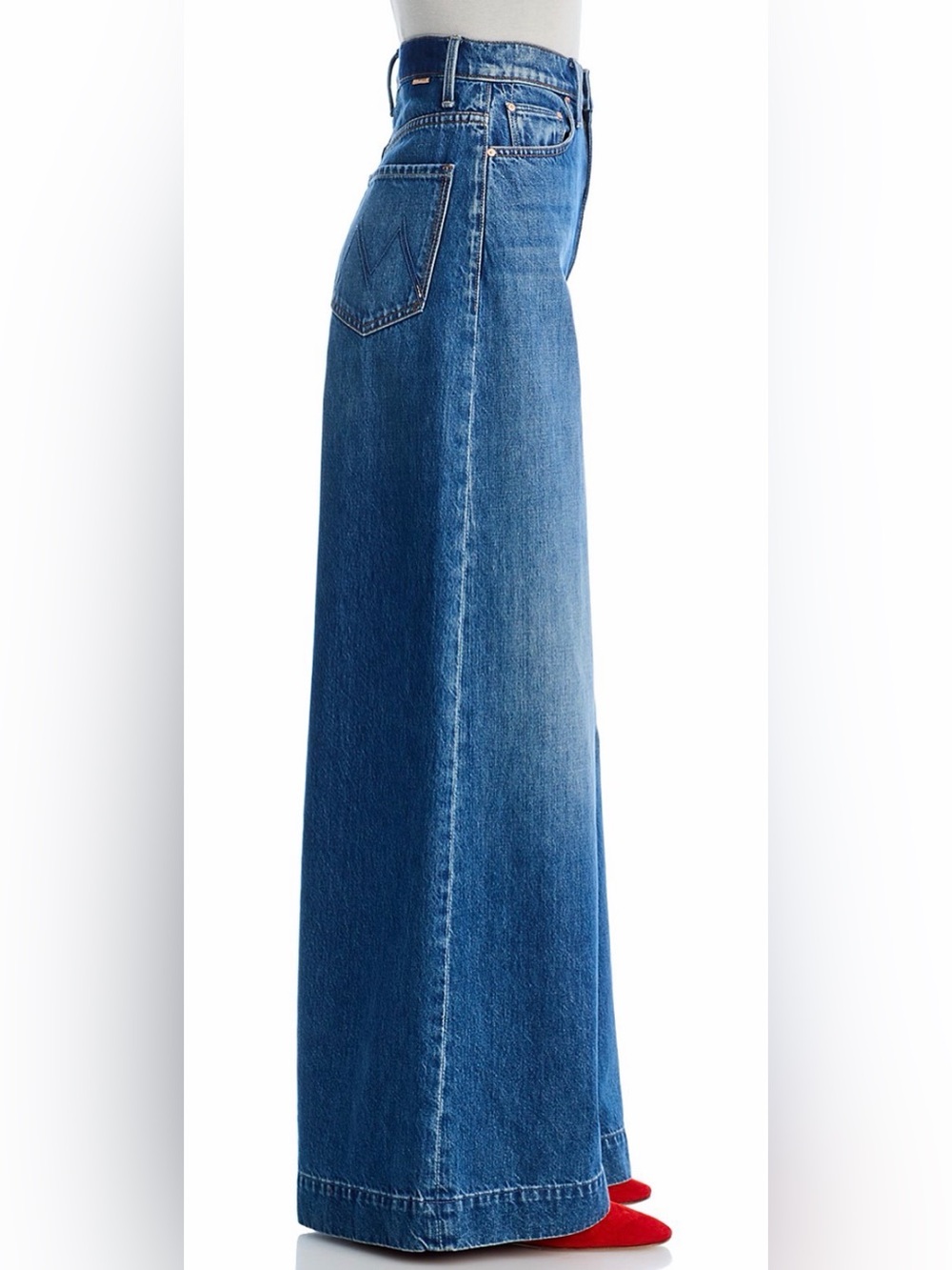MOTHER The Headiner Sneak High Rise Wide Leg Jeans in Green Thumb - Picture 4 of 8